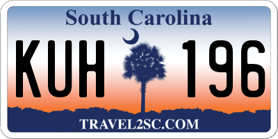 SC license plate KUH196