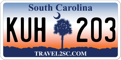 SC license plate KUH203
