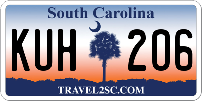 SC license plate KUH206