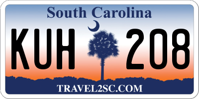 SC license plate KUH208
