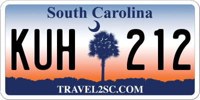 SC license plate KUH212