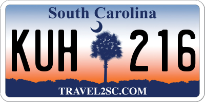 SC license plate KUH216