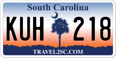 SC license plate KUH218