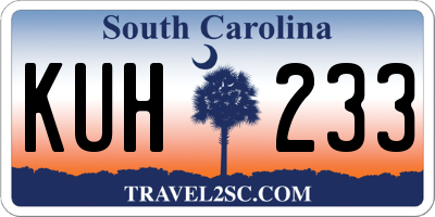 SC license plate KUH233