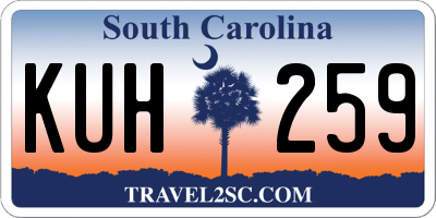 SC license plate KUH259