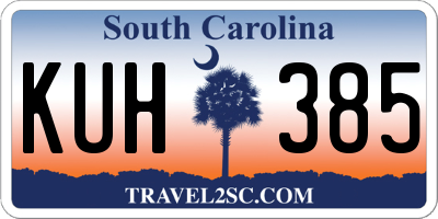 SC license plate KUH385