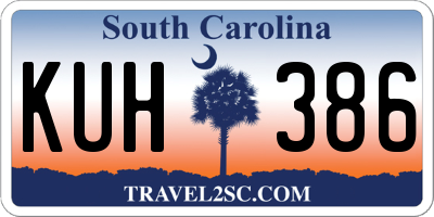 SC license plate KUH386