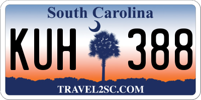 SC license plate KUH388