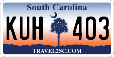 SC license plate KUH403