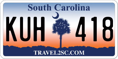 SC license plate KUH418