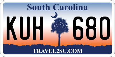 SC license plate KUH680
