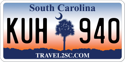 SC license plate KUH940