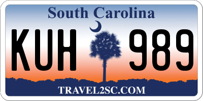 SC license plate KUH989