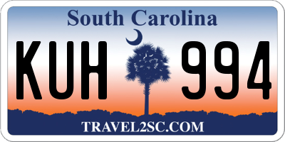 SC license plate KUH994