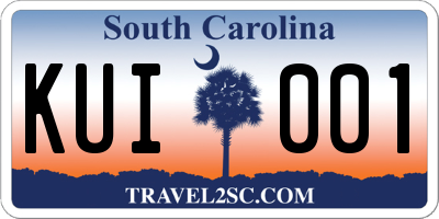 SC license plate KUI001