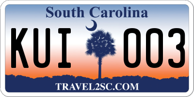 SC license plate KUI003