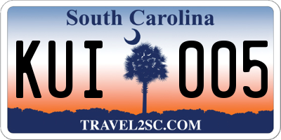 SC license plate KUI005