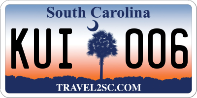 SC license plate KUI006