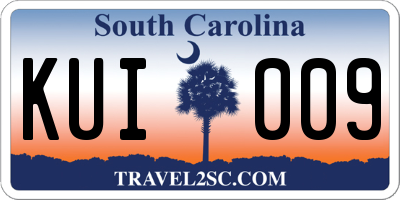 SC license plate KUI009