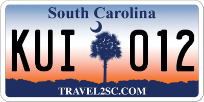 SC license plate KUI012