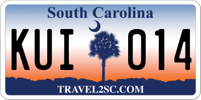 SC license plate KUI014