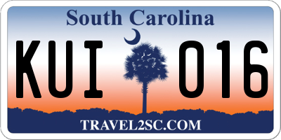 SC license plate KUI016