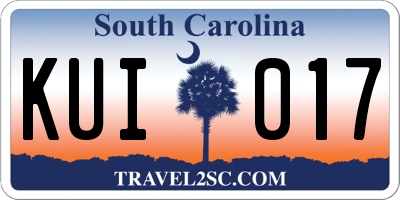 SC license plate KUI017