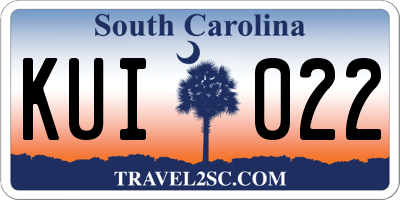 SC license plate KUI022