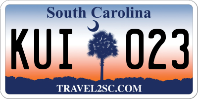 SC license plate KUI023