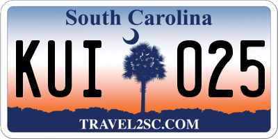 SC license plate KUI025
