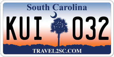 SC license plate KUI032