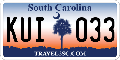 SC license plate KUI033