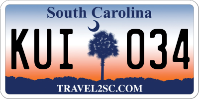 SC license plate KUI034