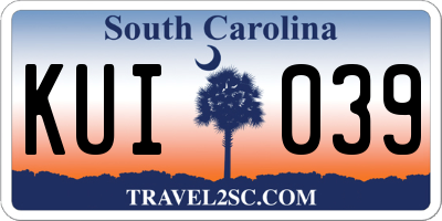 SC license plate KUI039