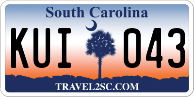 SC license plate KUI043