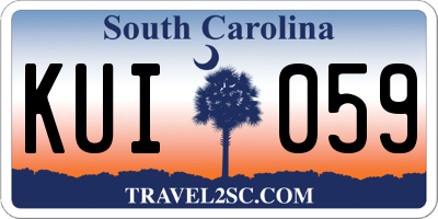 SC license plate KUI059