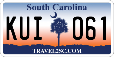 SC license plate KUI061