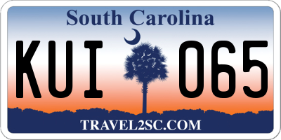 SC license plate KUI065