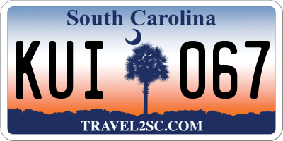 SC license plate KUI067