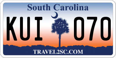 SC license plate KUI070