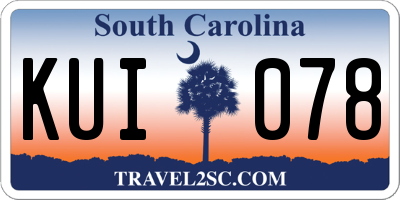 SC license plate KUI078