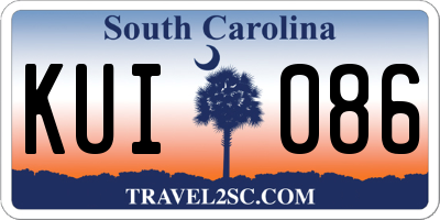SC license plate KUI086
