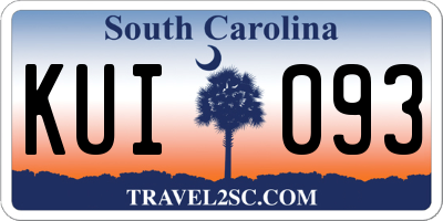 SC license plate KUI093