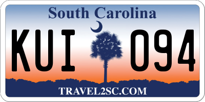 SC license plate KUI094