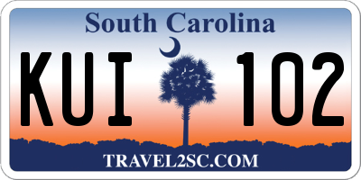 SC license plate KUI102