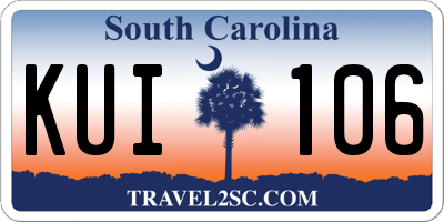 SC license plate KUI106