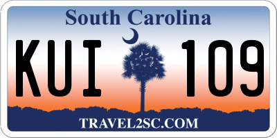 SC license plate KUI109