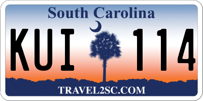 SC license plate KUI114
