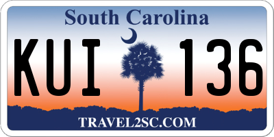 SC license plate KUI136