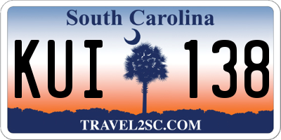 SC license plate KUI138